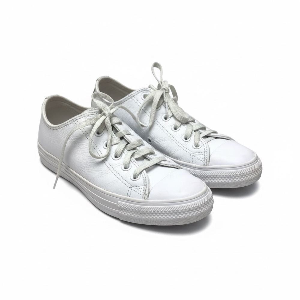Converse All Stars White Leather size 6 menโs, size 8 womenโs